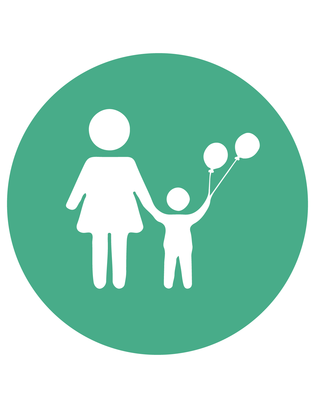 Mom and child holding balloons icon
